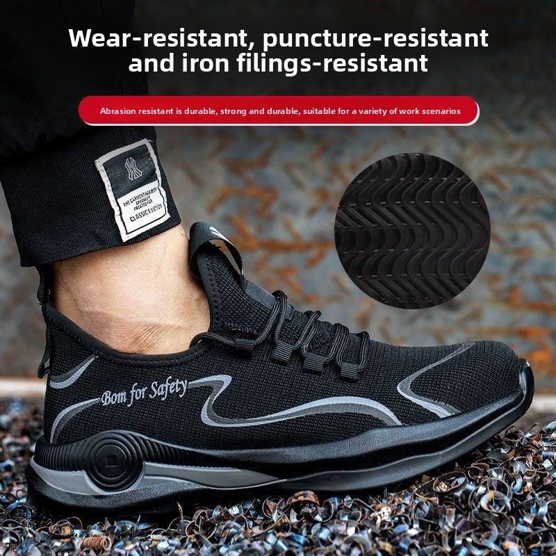 Men's Safety Shoes Steel Toe Men's Sneakers Anti-smash Anti-puncture Working Footwears Breathe Slip-Resistant Boots Waterproof