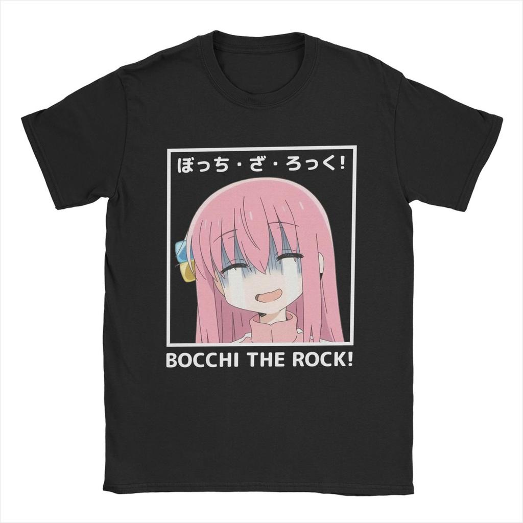 Bocchi The Rock Crying T Shirts Men Pure Cotton Vintage T-Shirt Crewneck Anime Tees Short Sleeve Clothing Birthday Gift