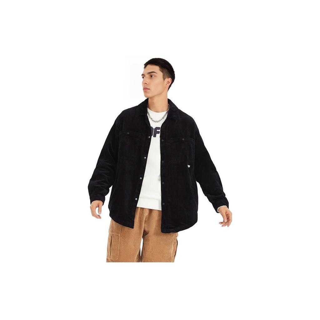 Li-Ning Badfive Sports Basketball Series Corduroy Loose Casual Turn-Down Collar Jacket Men Jackets Black AFDS069-2