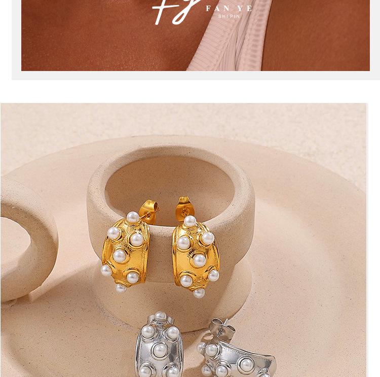 European & American Fashion C-Shaped Diamond Geometric Stainless Steel Earrings: Light Luxury, High-End Temperament