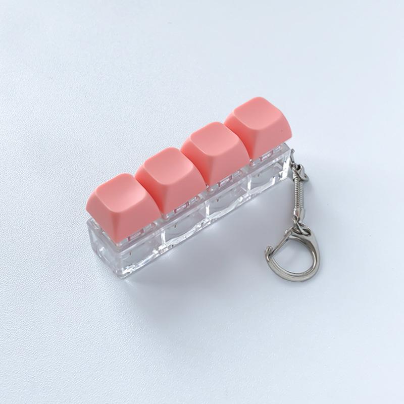 *4Keys Mechanical Keyboard Keychain Fidget Toy,Stress Relief Finger Press Button Anti-Anxiety Office Calming Decompression Toy