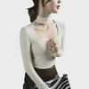 Hollow-Out Collarbone Halter Neck Fashion Tops for Autumn and Winter