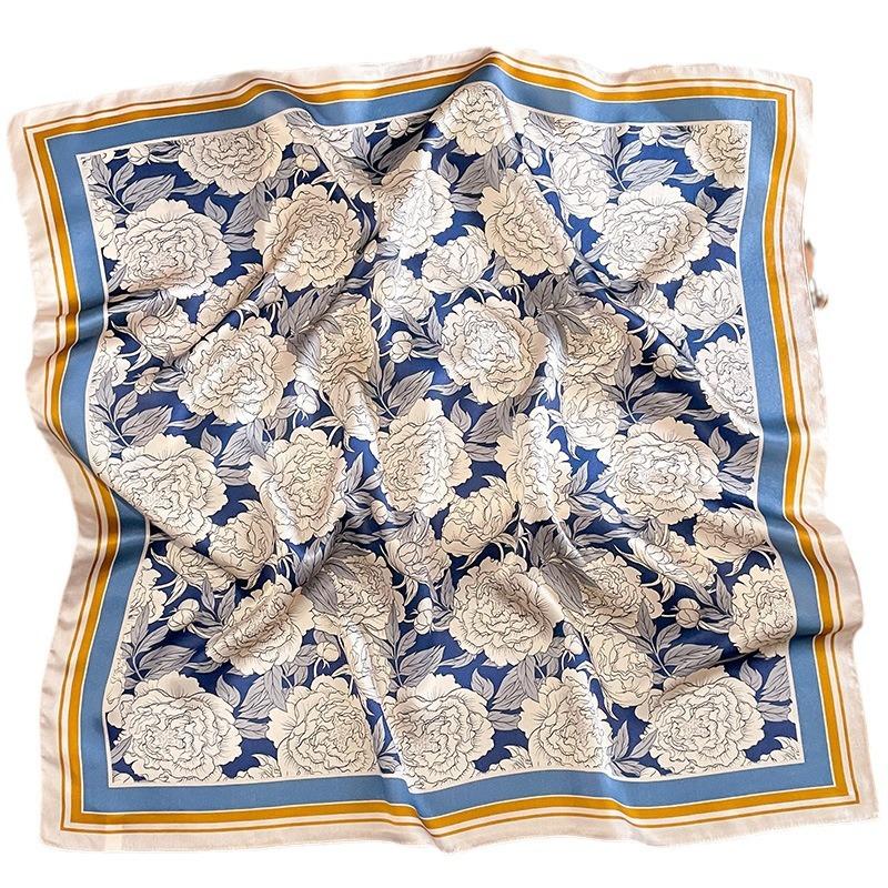 Retro New Printed Spring and Autumn Summer Mulberry Silk Square Scarf Fashionable Age-reducing Style Versatile High-end Silk Scarf for Women