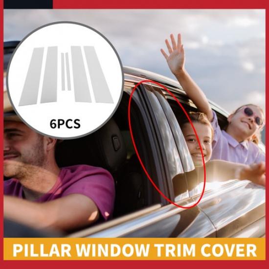 Pack of 6 For Toyota Camry 2006-2011 Door Pillar Window Trim Chrome Silver Tone