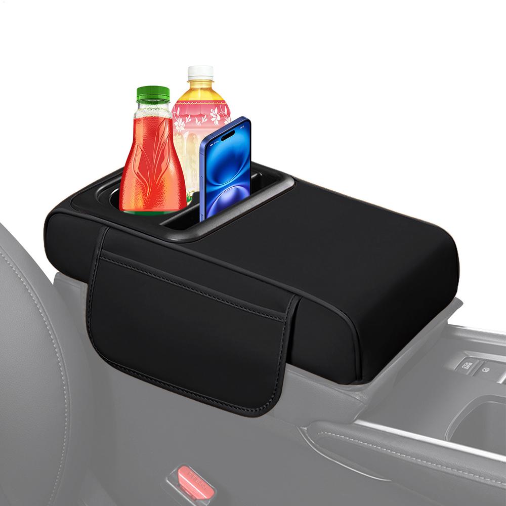 Car Armrest Storage Box Armrest Box Cushion Middle Console Cushion With Cup Holders For Most Vehicles Auto Interior Accessories