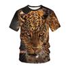 European and American summer T-shirt fashion trend, animal cheetah print 3D T-shirt for men's casual plus size loose top