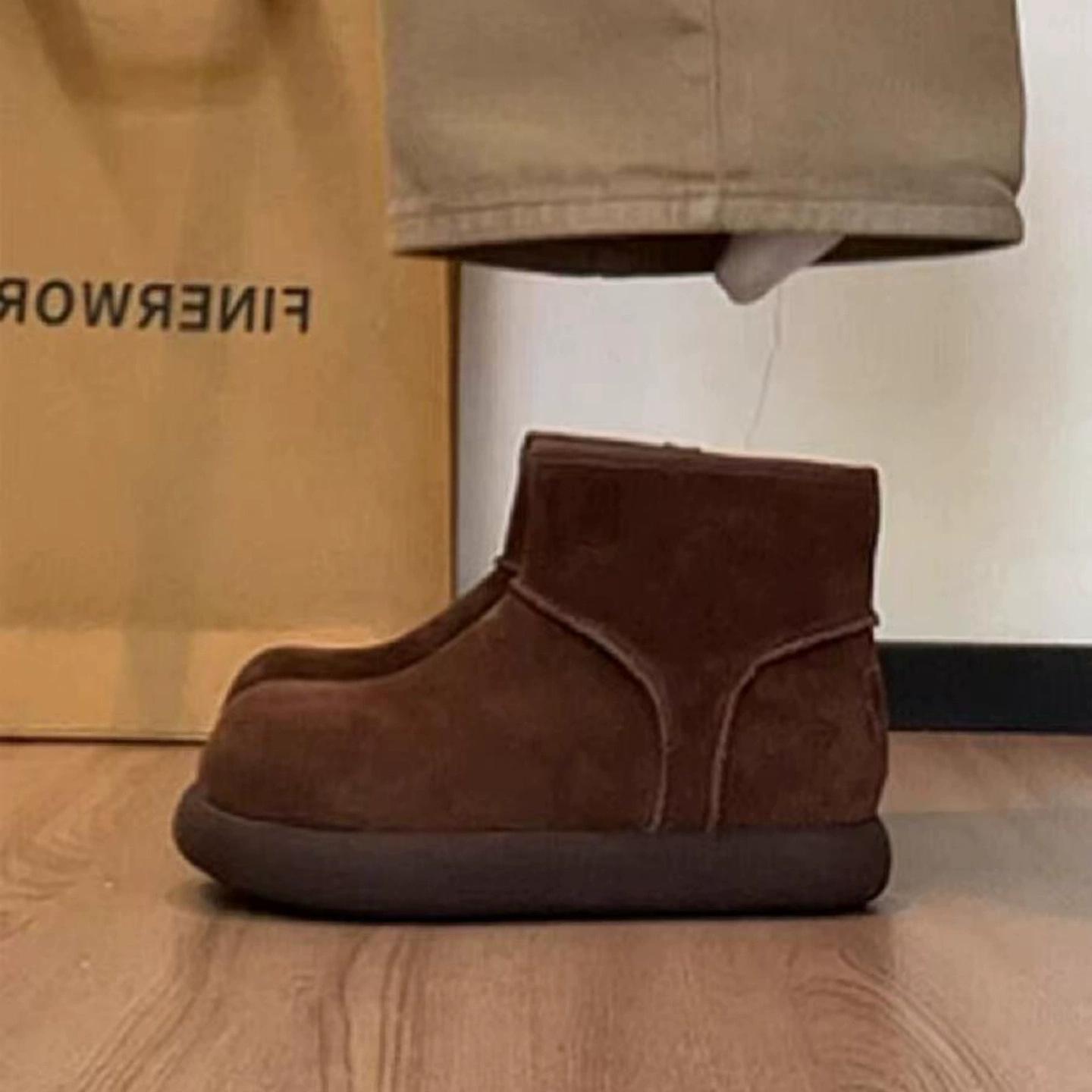 

Первый слой коровьей кожи толстая подошва уродливый хлеб короткие ботинки женские ретро однопедальные зимние ботинки короткие хлопковые ботинки 40 темно-коричневого