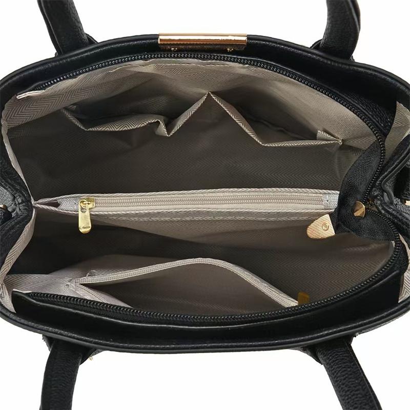 Women's 2-Piece Black Tote Bag Set Stylish Leather Handbag with Matching Wallet & Adjustable Crossbody Strap