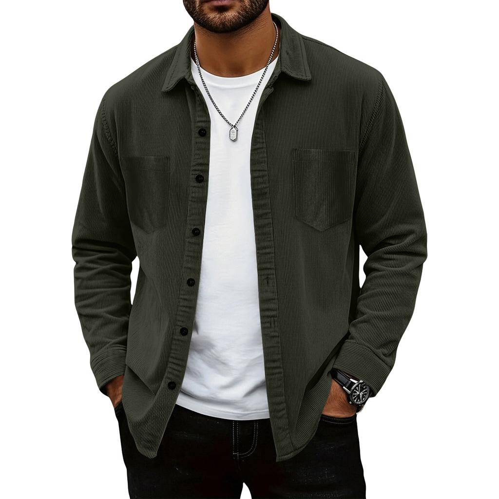 Herren Farbiges Hemd Langarm Herren Lässiger Modetrend Mit Tasche Hemdjacke