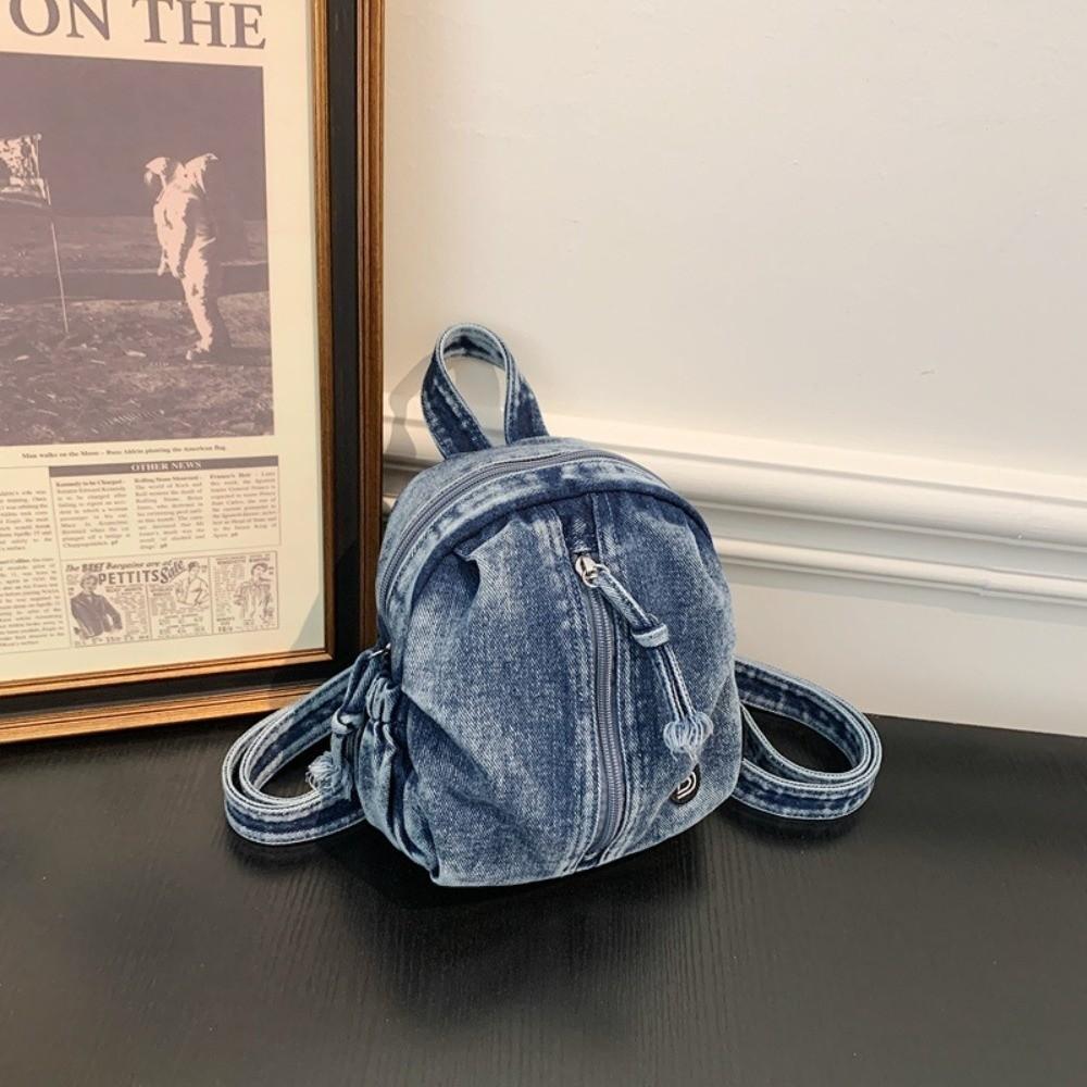 Soft Denim Denim Backpack Vintage Washed Multi Purpose Crossbody Bag Lightweight Versatile Travel Mini Purse Outdoor Travel