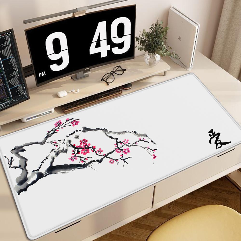 Cherry Blossom Ai Mouse Pad, Minimalist Japanese Desk Decor Cute HD Extended Gaming Keyboard Mats Large 90x40cm XXL Gamer