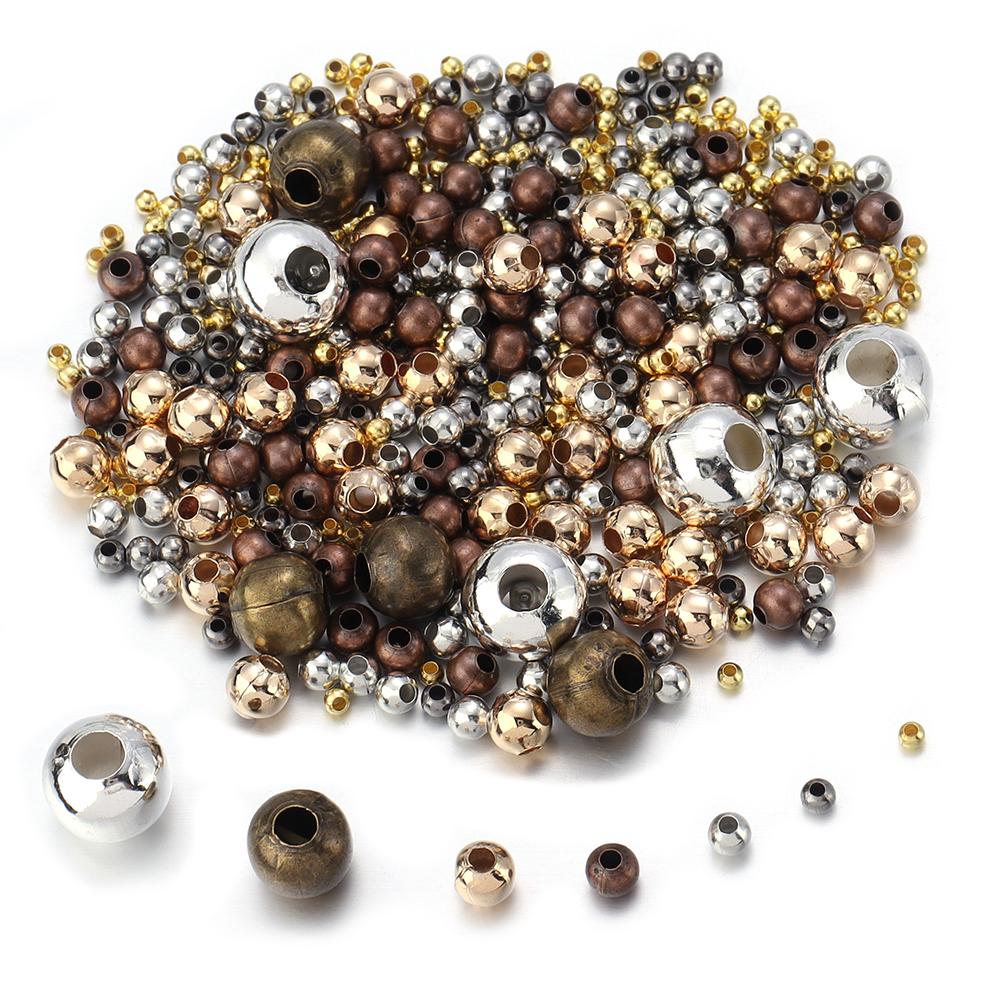 20-500pcs/lot Round Tone Metal Beads Iron Smooth Loose Ball Beads for Jewelry Making Beads DIY Bracelet Necklace Wholesale