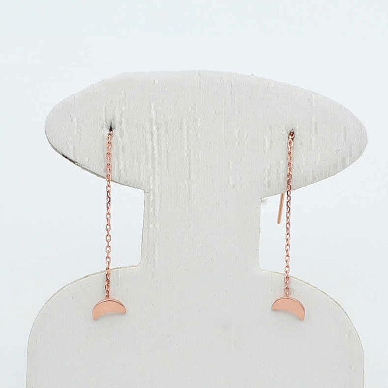 Purple Gold Moon Earrings Plated With Rose Gold, Simple Temperament 18K Color Gold Earrings For Women