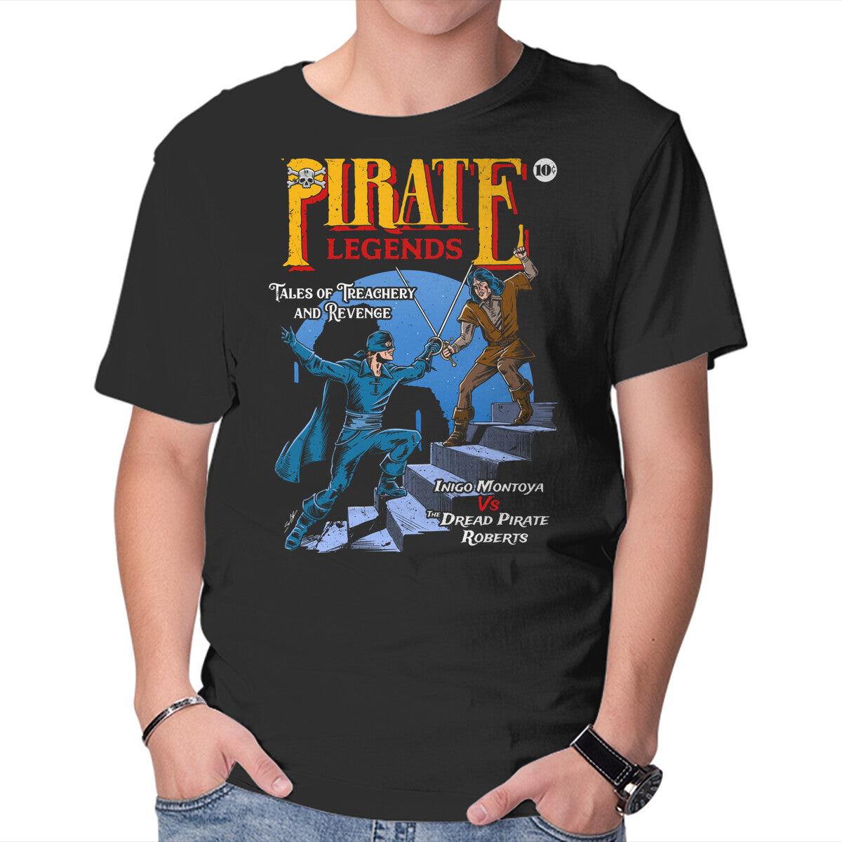 Unisex Crew Neck T-Shirt Pirate Legends Graphic Short Sleeve Casual Tee S