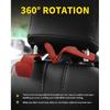 4 Pack Superior Leather Car Seat Headrest Hooks with 44 Pounds Load Capacity,Red