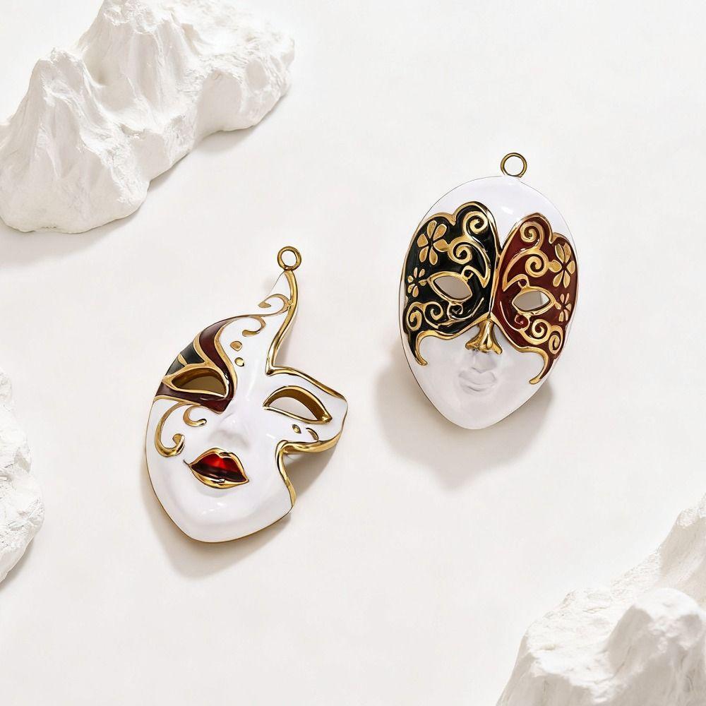 Chinese Peking Opera Mask Pendant Water Drop Evil Eye DIY Charms 3 Styles Stainless Steel Necklace Making Connector