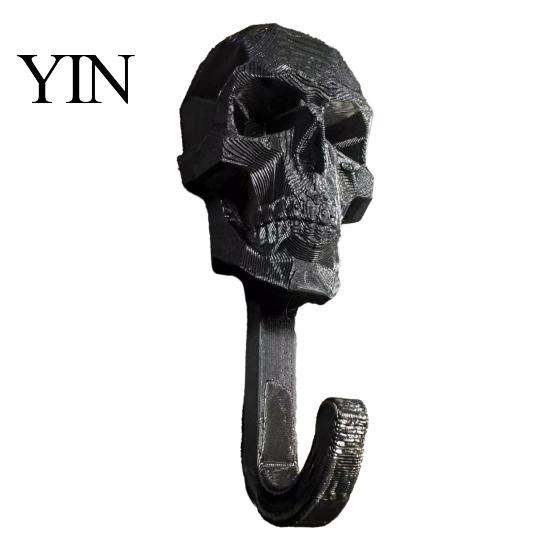 Stabiler PLA Totenkopf Hänger Wandhaken, 3D Gedruckter Gotischer Dekorativer Klebe Haken Halter für Schlüssel, Schwerlast Hakenhalter, Montierter Aufbewahrungs Organizer für Zuhause Schlafzimmer