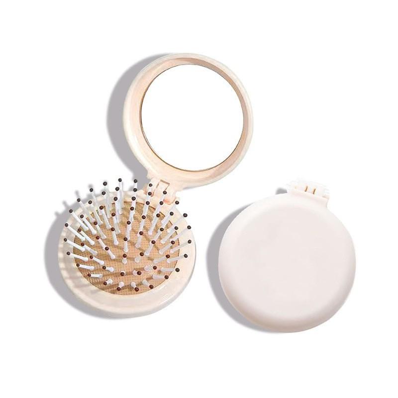 

Mini Portable Folding Travel Hair Brush with Mirror for Women Lightweight Plastic Dual Fold Design for Outdoor Use Hand Washable