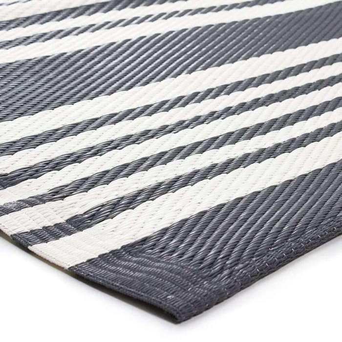 Outdoor Living Room Rug with Gray Stripes 120x180