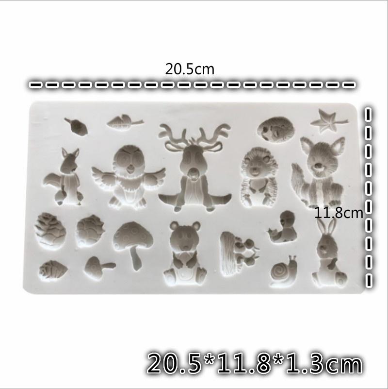 New 3D Forest Animal Birthday Cake Silicone Fondant Chocolate Mold Squirrel Deer Hedgehog Mushroom Mold