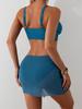 New Summer Women's Bikini Three Piece Swimsuit Sexy Mesh Drawstring Women's Split Swimsuit