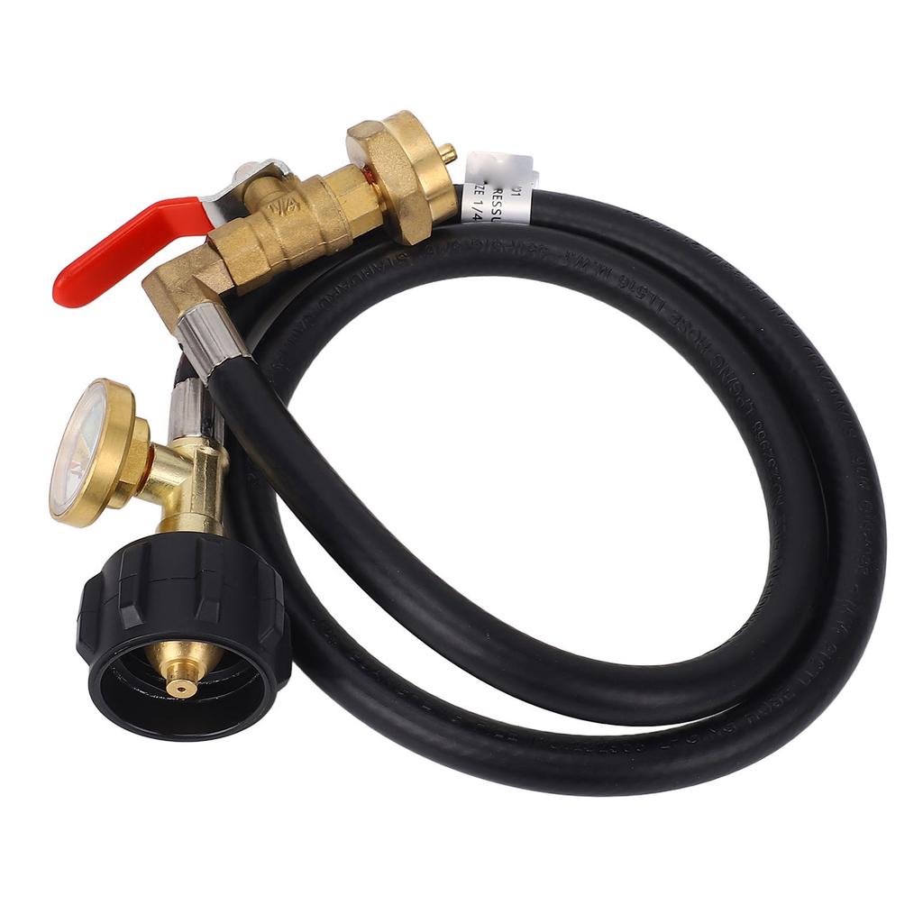 3FT Gas Refill Adapter Hose with Gauge and Valve 350PSI High Pressure QCC1 Connector 1lb To 20lb