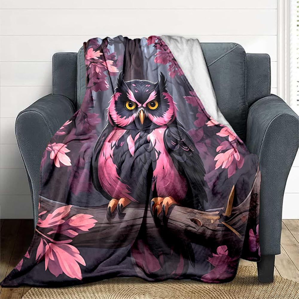

1pc Fantasy Owl Artwork Blanket - Lightweight Flannel Fleece with Digital Printing, Soft Warm for Sofa, Travel, Camping, Office yy251018267 75x90cm
