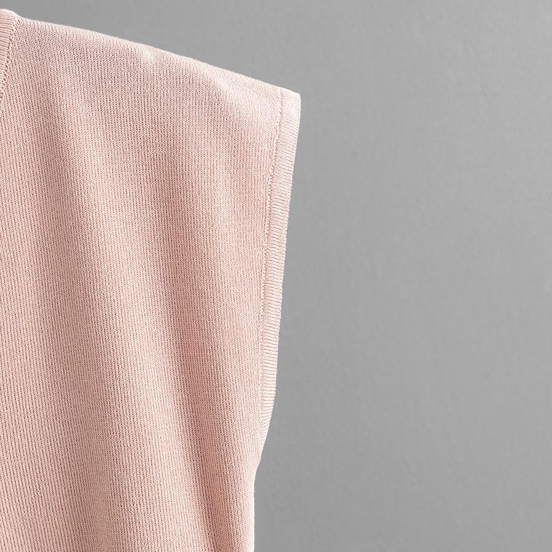 Sommer Damen Chic Kordelzug Kurz Slim Eisseide Strick Ärmellos V-Ausschnitt T-Shirt