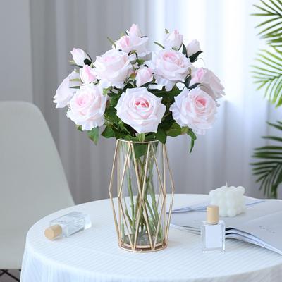 Künstliche Rose mit Stiel, 2 Köpfe, verwelkt nicht, kein Gießen, Foto-Requisiten für Hochzeit, realistisch, wiederverwendbar, künstlicher Blumenzweig, Heimdekorationszubehör