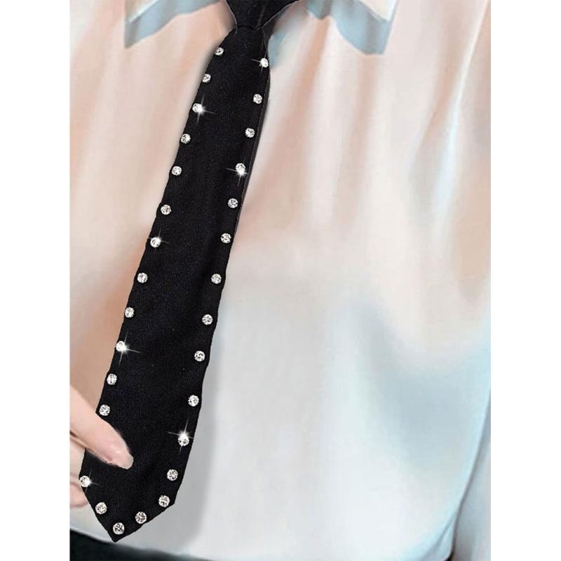 Uniform Black Ties For Janpanese JK Uniform Cosplay Accessory Neckwear jk seifuku Crystal Necktie with Rhinestones