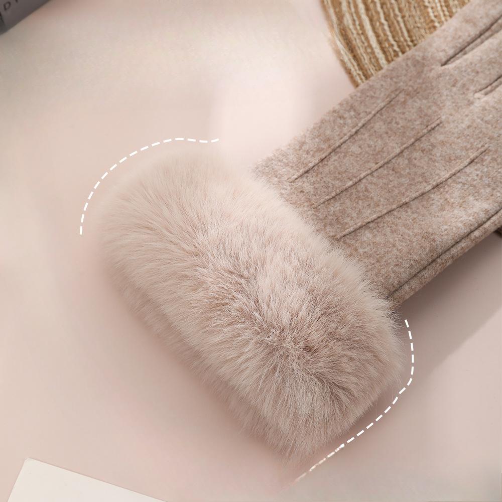 Warm Gloves for Women In Winter Thickened and Fresh Yang Ni Cycling Hair Mouth Cold Proof Outdoor Windproof Heat Storage Touch Screen Gloves