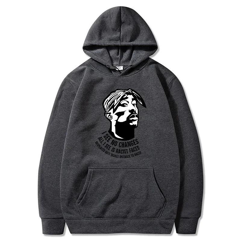 The European and American Trendy Rapper 2PAC's Fleece Hooded Sweatshirt Is A Fashionable European and American Hooded Sweatshirt