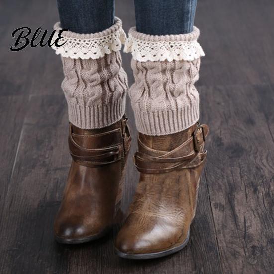 Calf Covers for Winter Socks Trim Knitted Pair Lace Boots 1 Thick Keep Warm Over-the-Knee