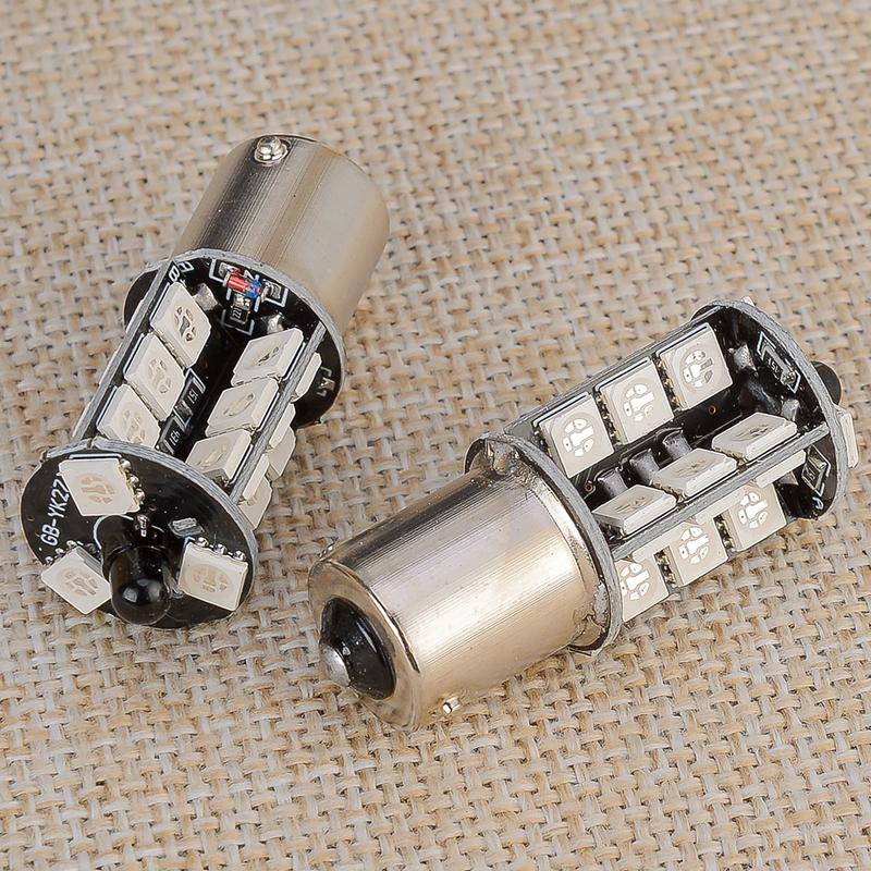 2 Stück 1156 BA15S P21W 382 27SMD 5050 RGB LED Rückfahrlicht Bremslicht Tagfahrlicht Rücklicht Lampen Birnen mit Fernbedienung DC 12V 5W Universal