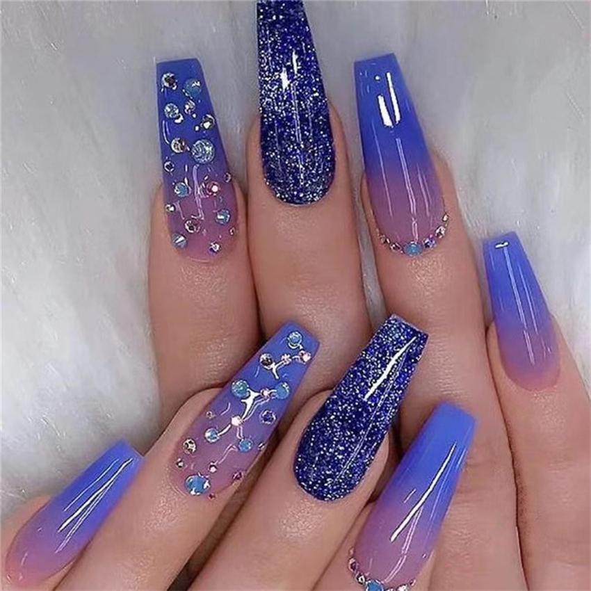 24Pcs Love Ballerina Press On Nails Set Full Cover Artificial Fake Nails Professional Adhesive Free False Nail Art
