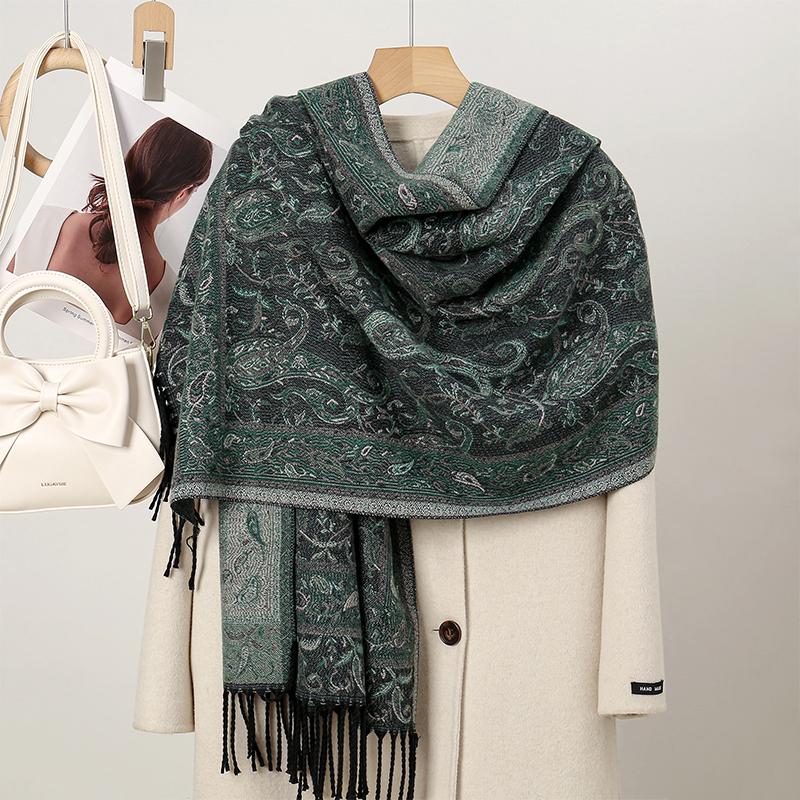 New Shawl Warm Winter Scarf Hijab Women Print Paisley Cashmere Pashmina Thick Wrap Head Neck Foulard Luxury  Blanket Echarpe
