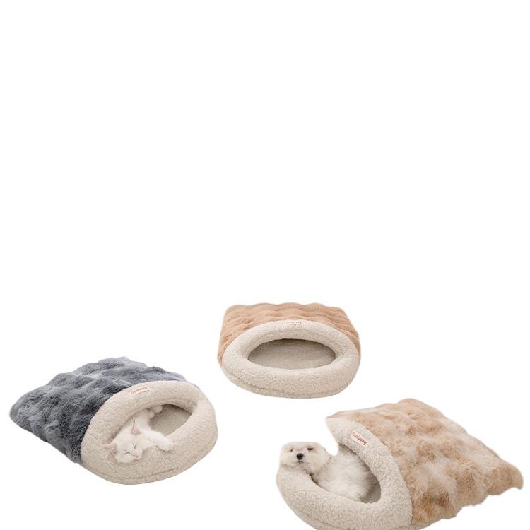 Cozy Semi-Enclosed Cat & Dog Sleeping Bag Bed - Winter & All-Season Use