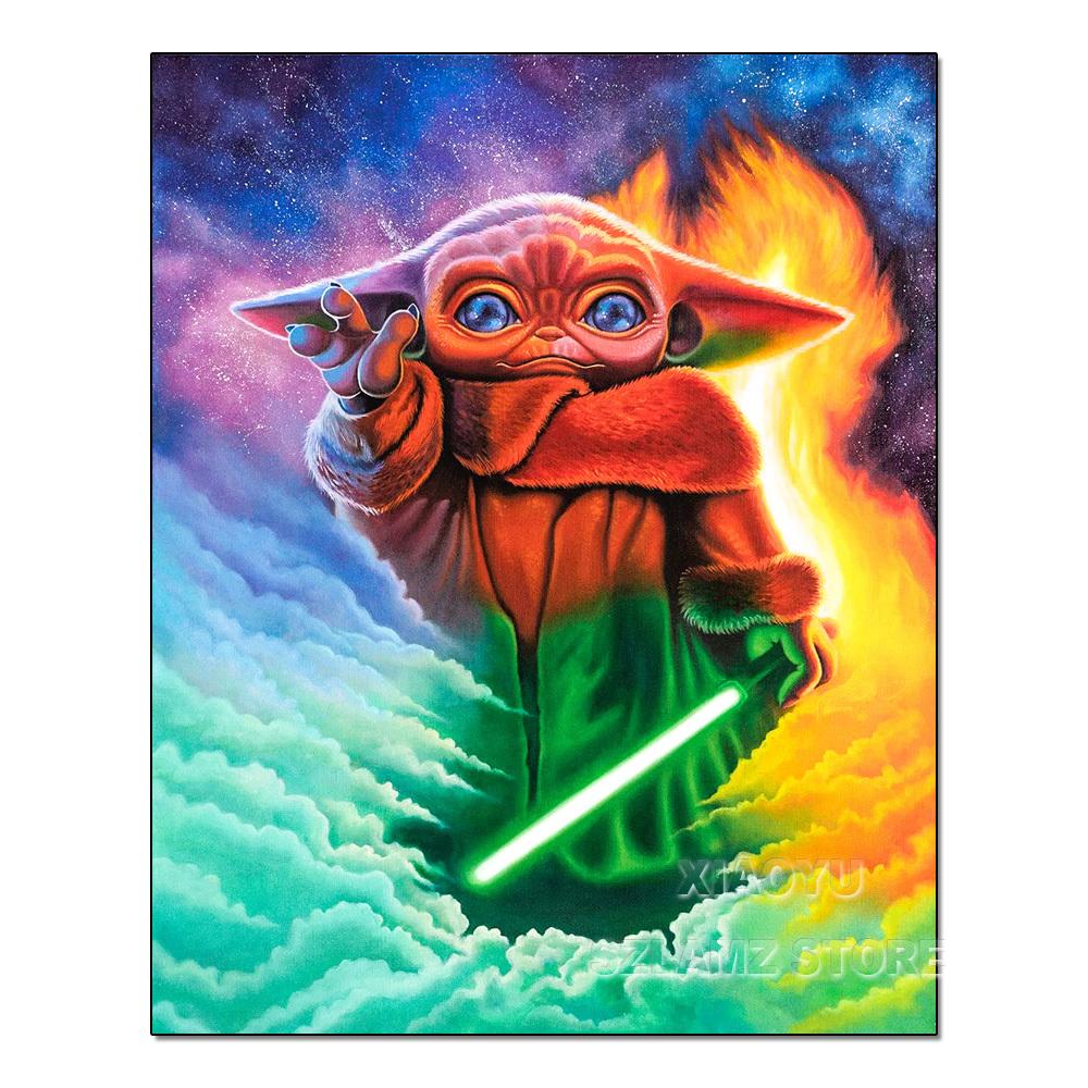 Diamond Painting Yoda Rhinestone Picture Cartoon Full Round Drill Mosaic Embroidery Mandalorian Home Decor Gift