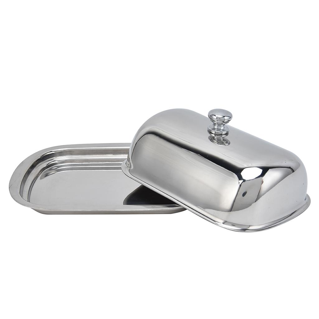Stainless Steel Butter Dish HighGloss Dessert Bread Cheese Cake Box Food Storage Box with Lid