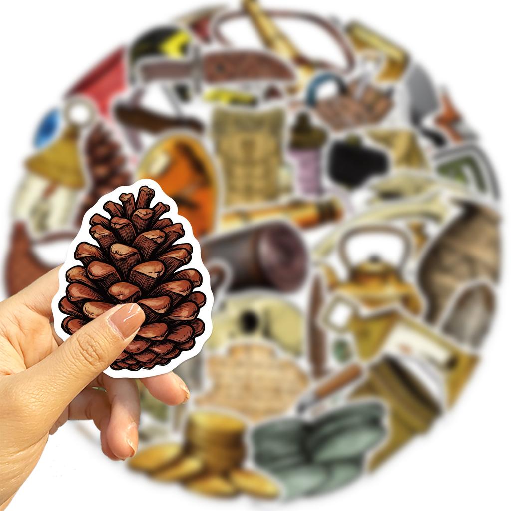 50pcs Vintage Archaeological Tools Stickers DIY Scrapbooking Journal Collage Phone Guitar Skateboard Helmet Retro Decals