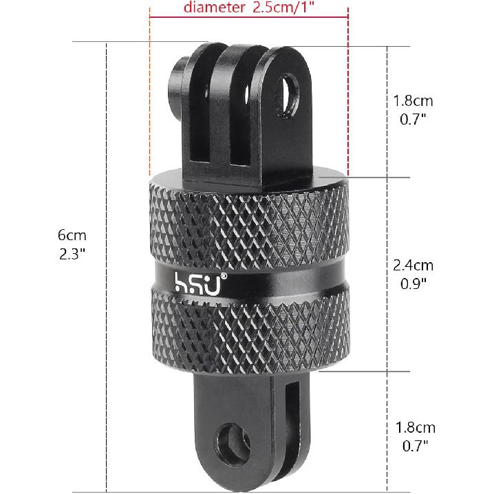HSU Aluminum 360 Degree Rotation Camera Mount, Vertical Metal Swivel Tripod Adapter Compatible with GoPro Hero 13/12/11/10/9/8/7/6/5 Session AKASO