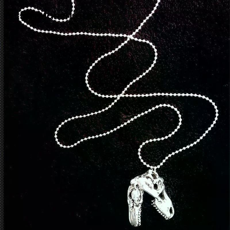 1 Piece Tyrannosaurus Rex Cyberpunk Goth Animal Teeth Skeleton Cranium Gothic Jewelry Dinosaur Skull Pendant Long Necklace