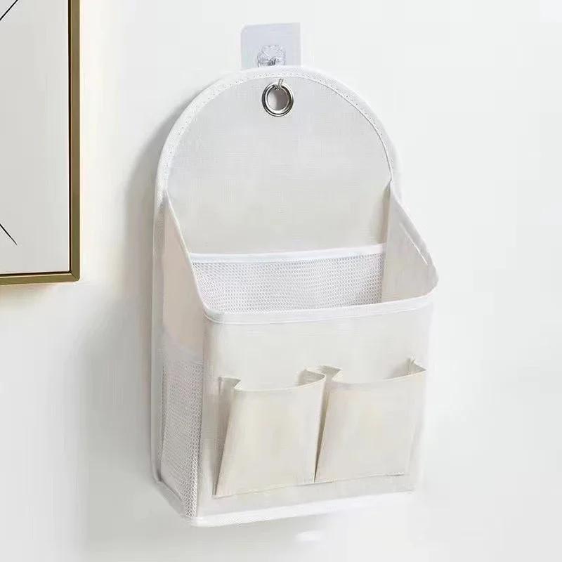 

Тканевый подвесной органайзер для хранения для общежития, настенный, настенный, дверной, с двойными карманами, боковой сетчатый органайзер, держатель для книг, журналов, телефона белый