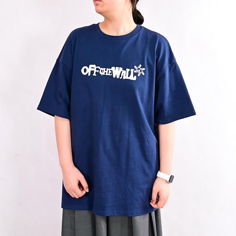 Vans X Asia Artist Collection Letter Print Lightweight Versatile Short Sleeve Nautical Round Neck Breathable T-Shirt Unisex Tops Deep-Blue VN000HA8LKZ