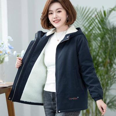 2025 Autumn/Winter Versatile Fleece-Lined Women's Cotton Jacket - Short, Thick, and Casual Outerwear for Middle-Aged Moms