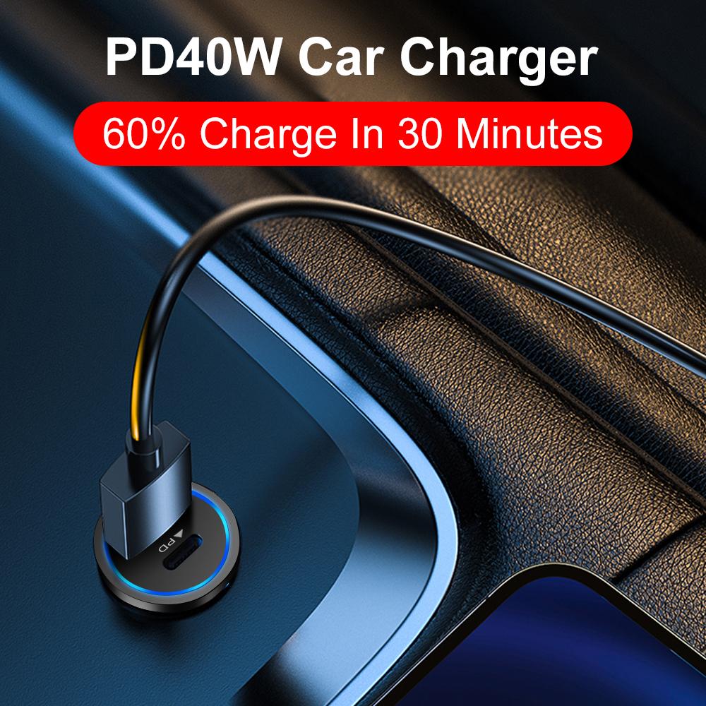 PD 40W USB Car Charger Quick Charge 3.0 Type C Fast Charging Car Adapters for IPhone Xiaomi Samsung Mobile Phone Charger In Car