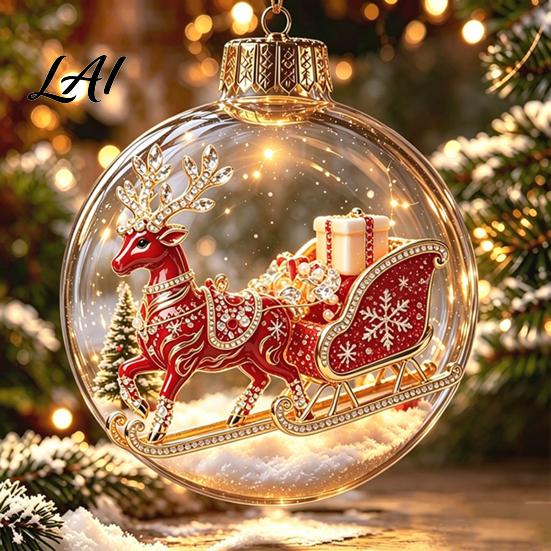 Festive Party Decorations Glowing Christmas Story Ornament Light‑Up Mini Holiday Scene Hanging Ball with Warm Tree Ornaments LED Light Clear
