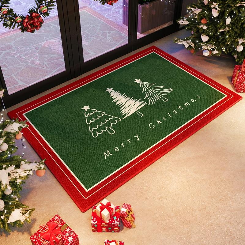 VIKAMA Christmas Durable Anti-Slip Floor Mat for Bedroom, Living Room, Entrance Door - Washable, Non-Greasy, Home Decoration