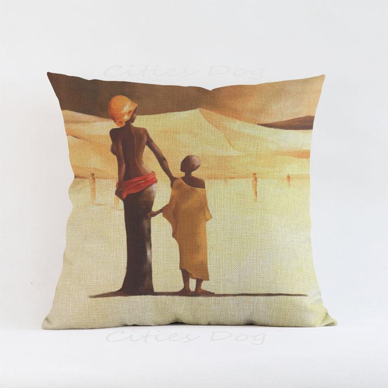 African Woman Painting Cushion Cover for Safe Pillow Case 45x45 Home Decorative Throw Pillow Cover Car Pillow Chair BZ175
