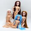 Long Hair 12 Moveable Jointed Dolls With 3D Eyes Naked Nude Body Female Doll Body DIY Toys Girls